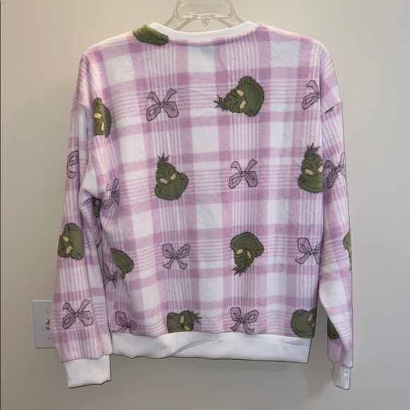 The Grinch Pink Plaid Fleece Sweatshirt • Size Medium • Holiday Cozy Top NWT - Picture 5 of 6